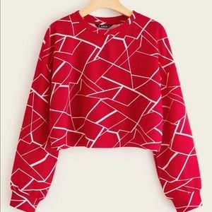 Red crop top long sleeve